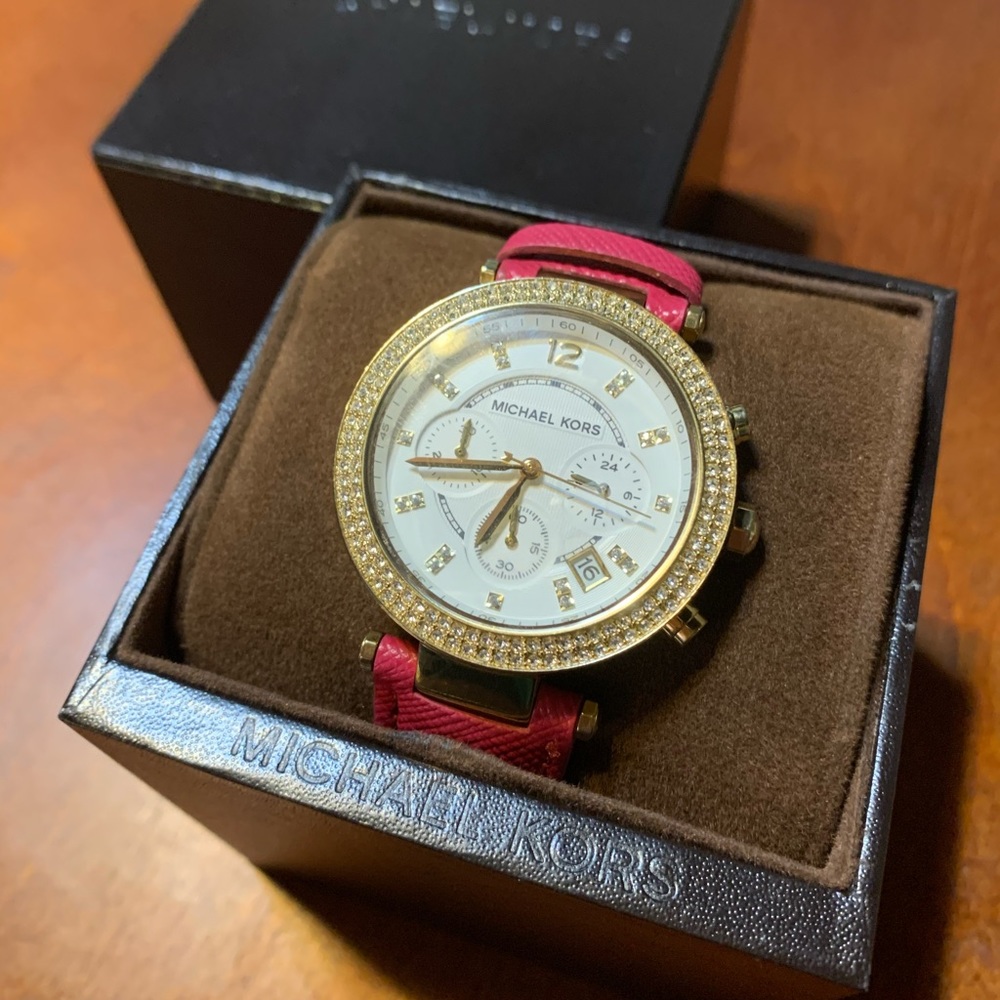 Michael Kors Parker Gold, Pink, & White Watch 39mm